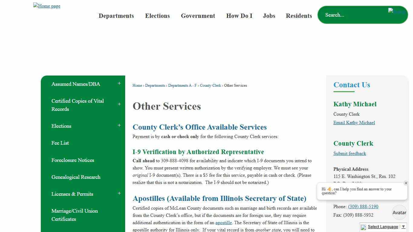 Other Services McLean County, IL - Official Website